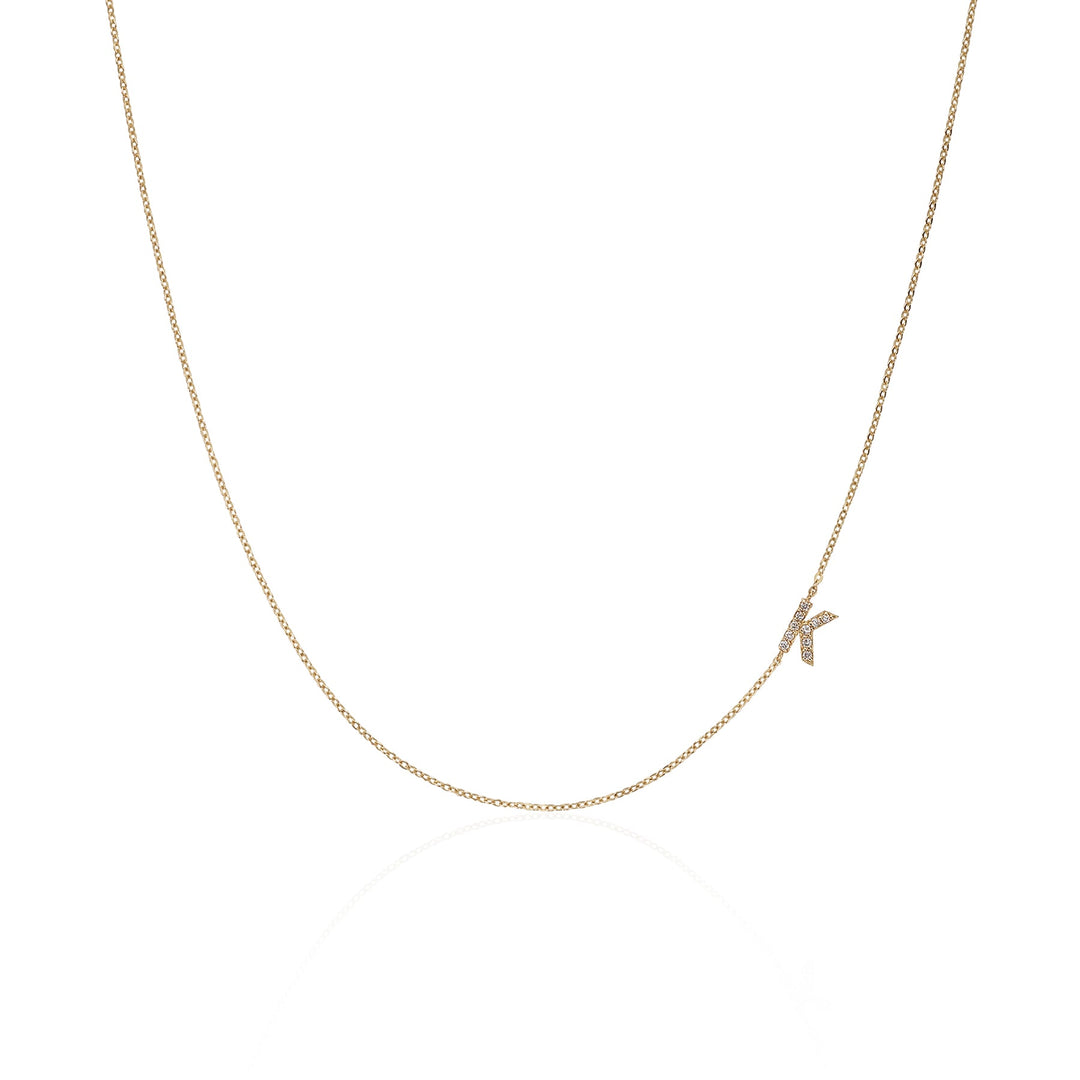 Single Side Initial Diamond Necklace