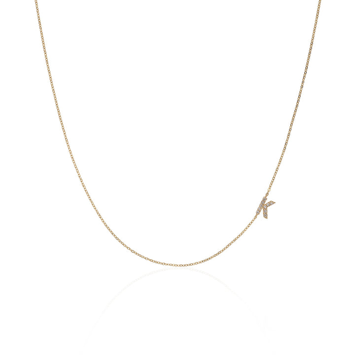 Single Side Initial Diamond Necklace