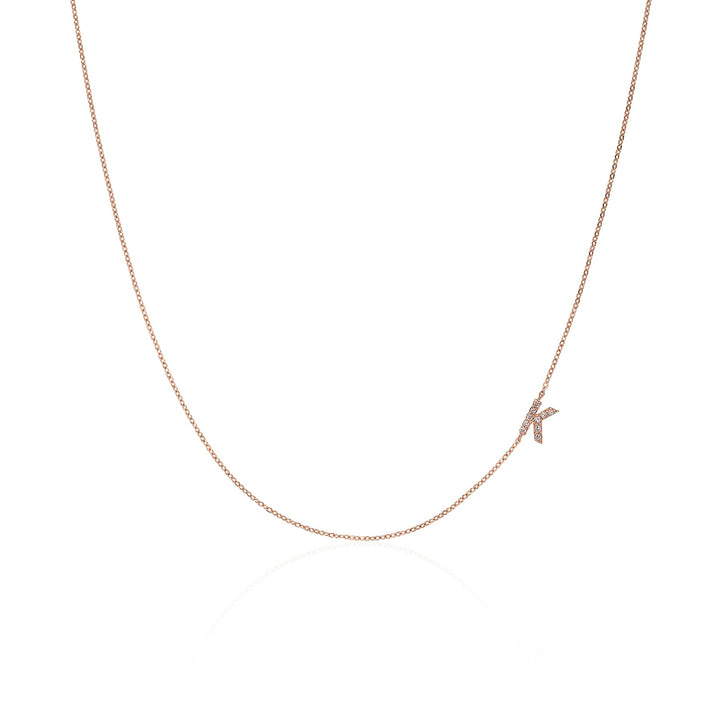 Single Side Initial Diamond Necklace