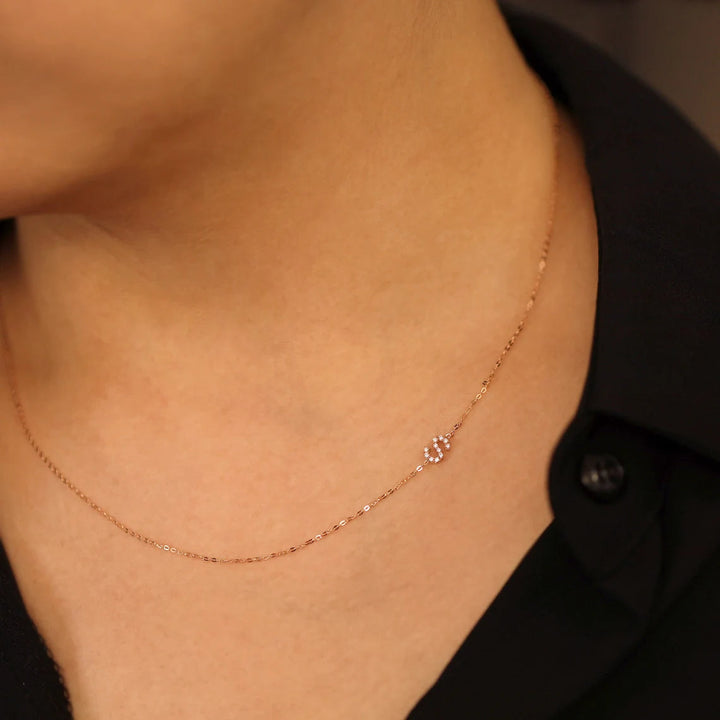 Single Side Initial Diamond Necklace