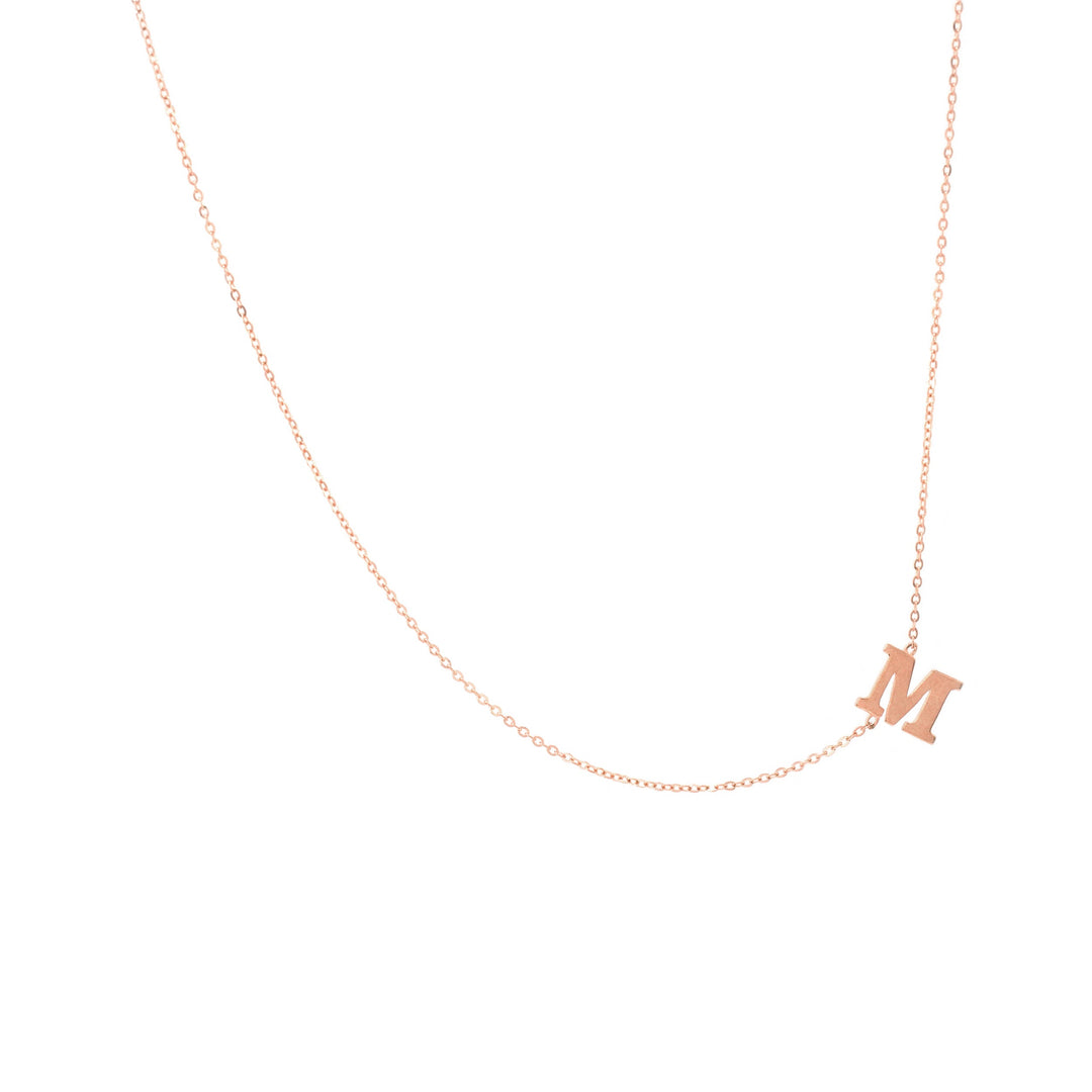 Single Initial Sideways Necklace