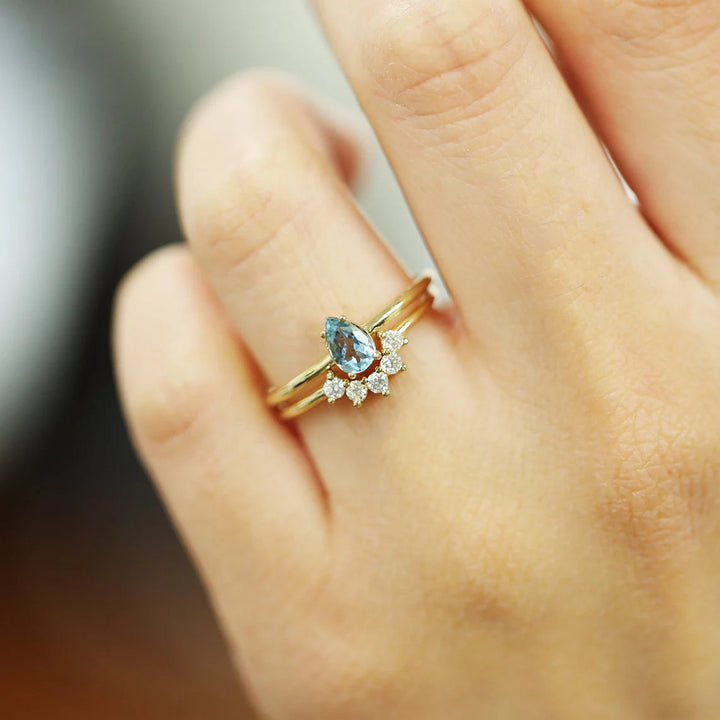 Simple Teardrop Aquamarine Ring